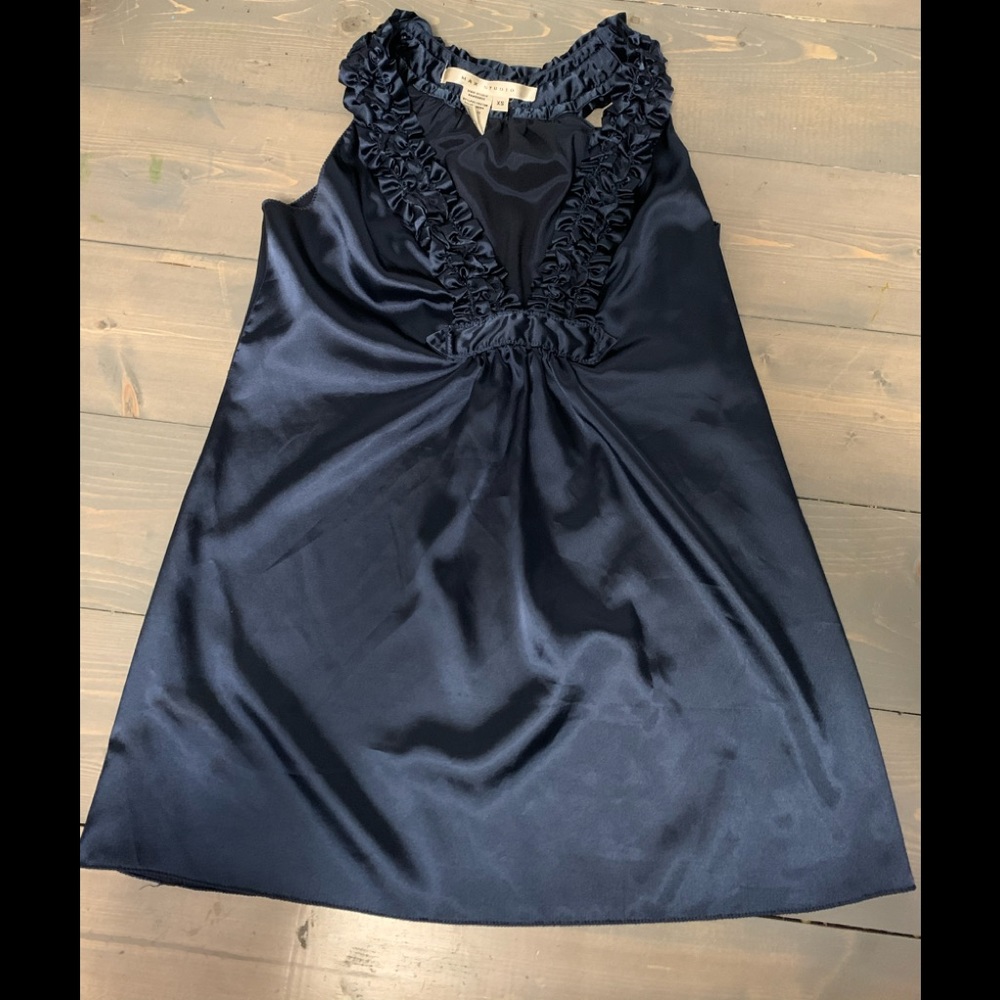Max Studio Blue ruffle top